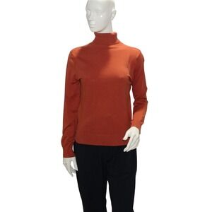 August Silk Rust Turtleneck Sweater Silk Blend Size S